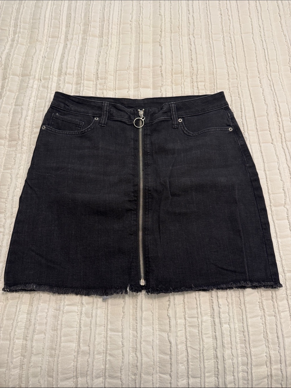 Arizona Jean Company Black Denim Mini Skirt with Front Zip Ring